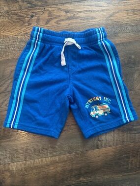Blue Kids Athletic Shorts with Mystery Van Graphic size XS